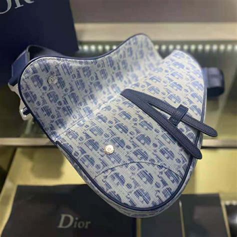 blue dior oblique kasuri jacquard|blue dior saddle bag.